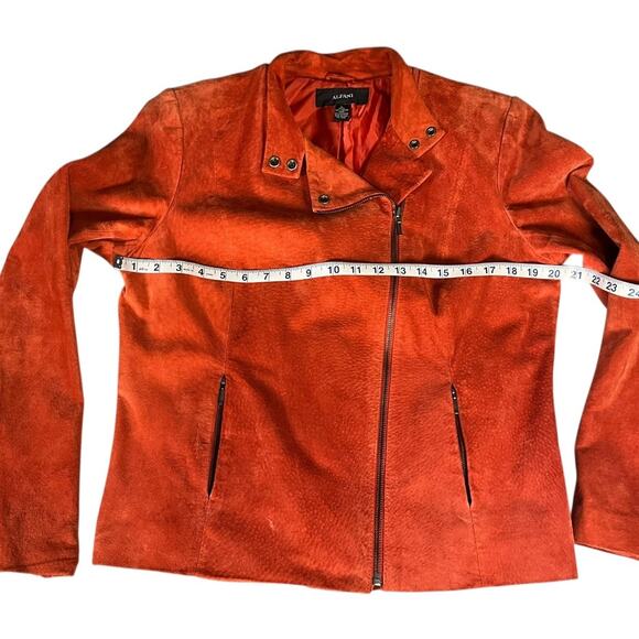 Motto Chic Leather Biker Jacket Alfani Burnt Orange Women’s Large Zip Pockets - Picture 8 of 10